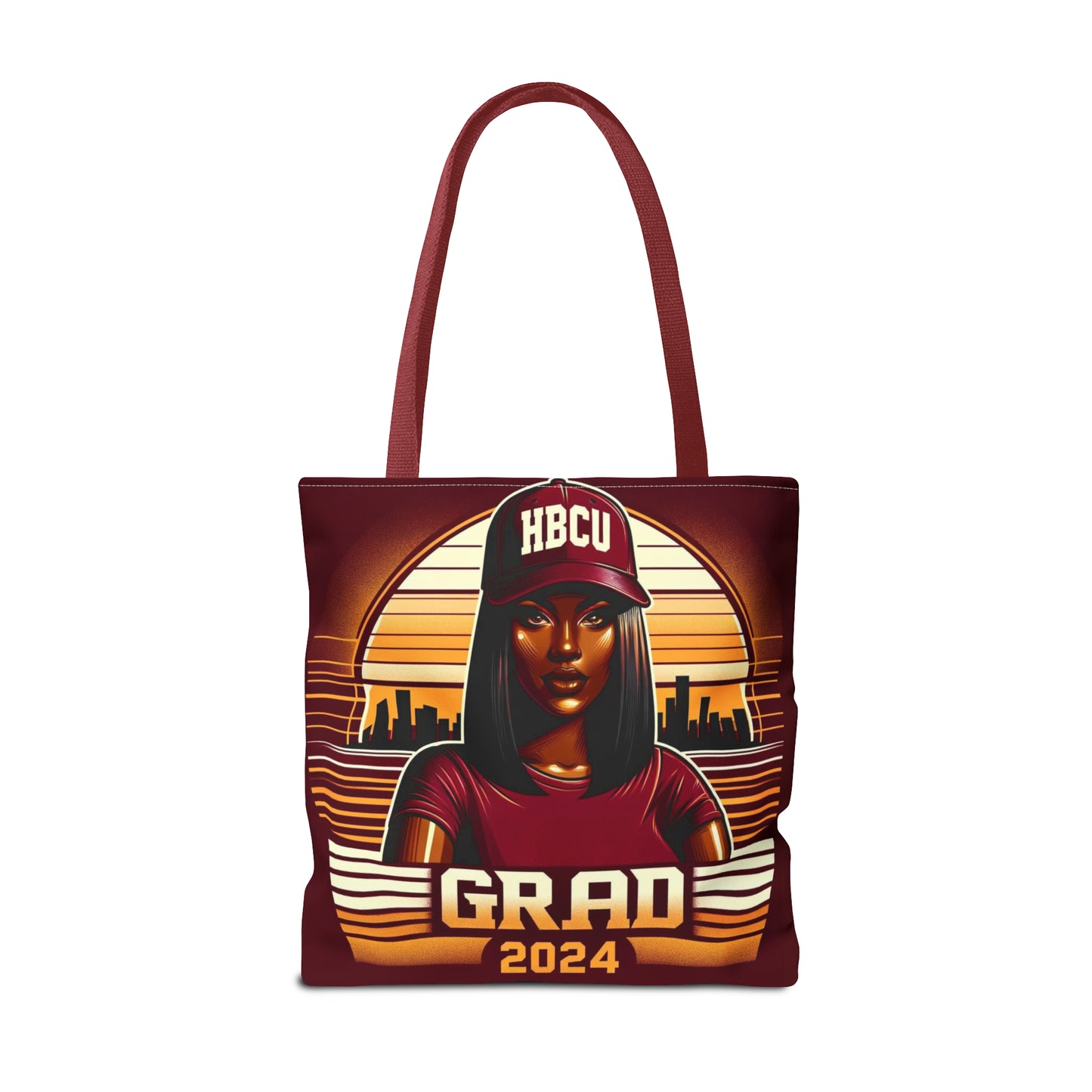 HBCU Grad Pride 2024 Grad Theme Polyester Tote Bag, Class of 2024 Afrocentric Carryall Bag