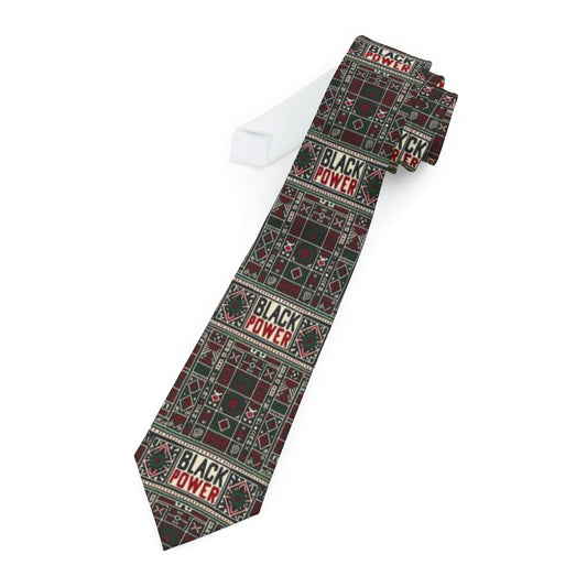 Black History Month Pro Black and Proud Mens Tribal Print Necktie