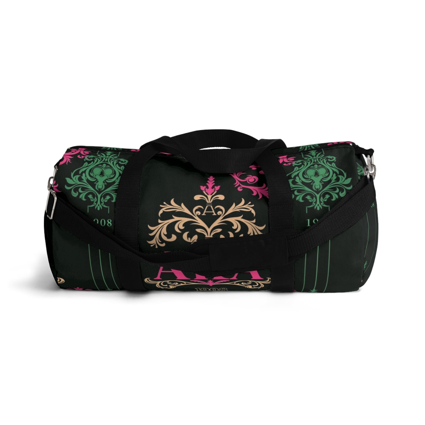 AKA Sorority Pink & Green Duffel Bag, Greek Life Small or Large, Durable and Lightweight Overnight Bag