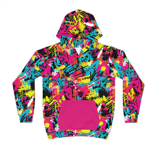 Spray Paint Graffiti Style Children's Hoodie, Expressive Urban Fashion For Kids