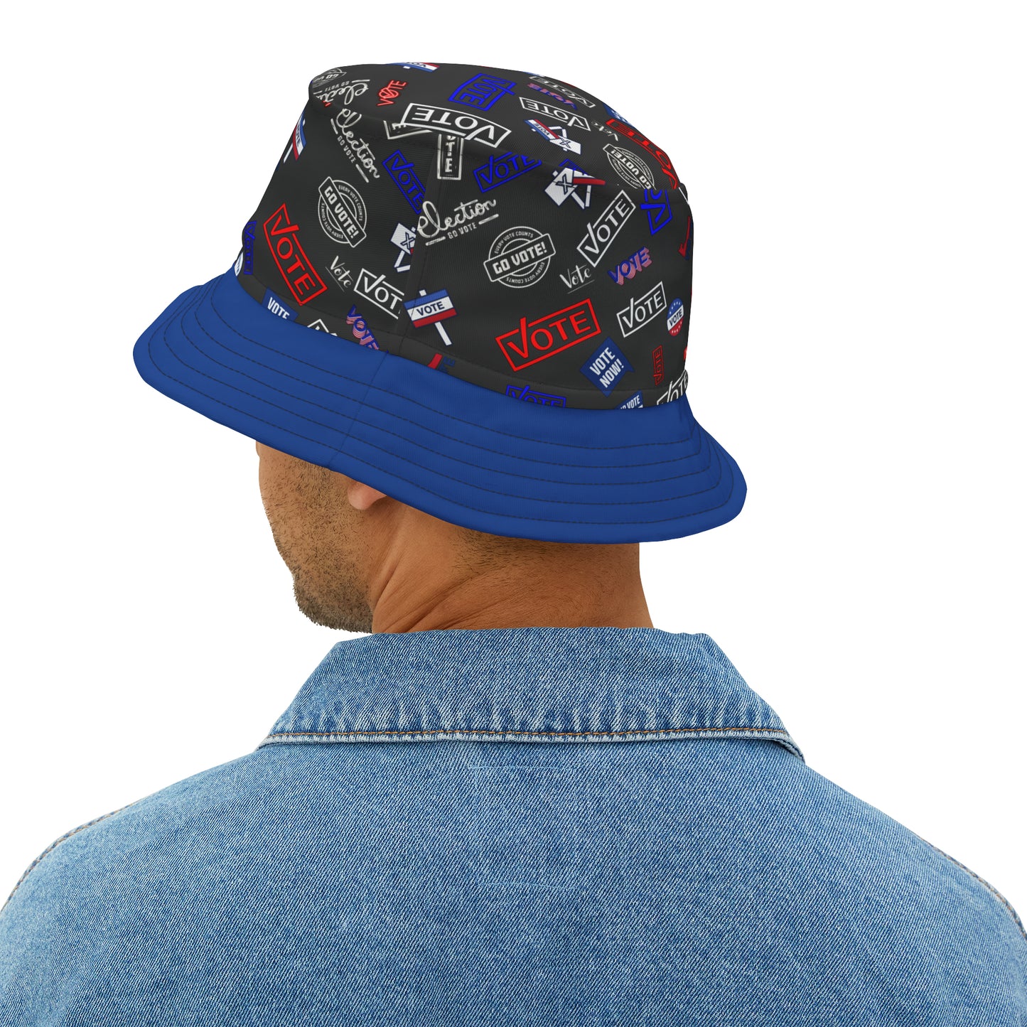 Vote-Inspired Polyester Bucket Hat: Trendy Political Statement & Patriotic Headwear