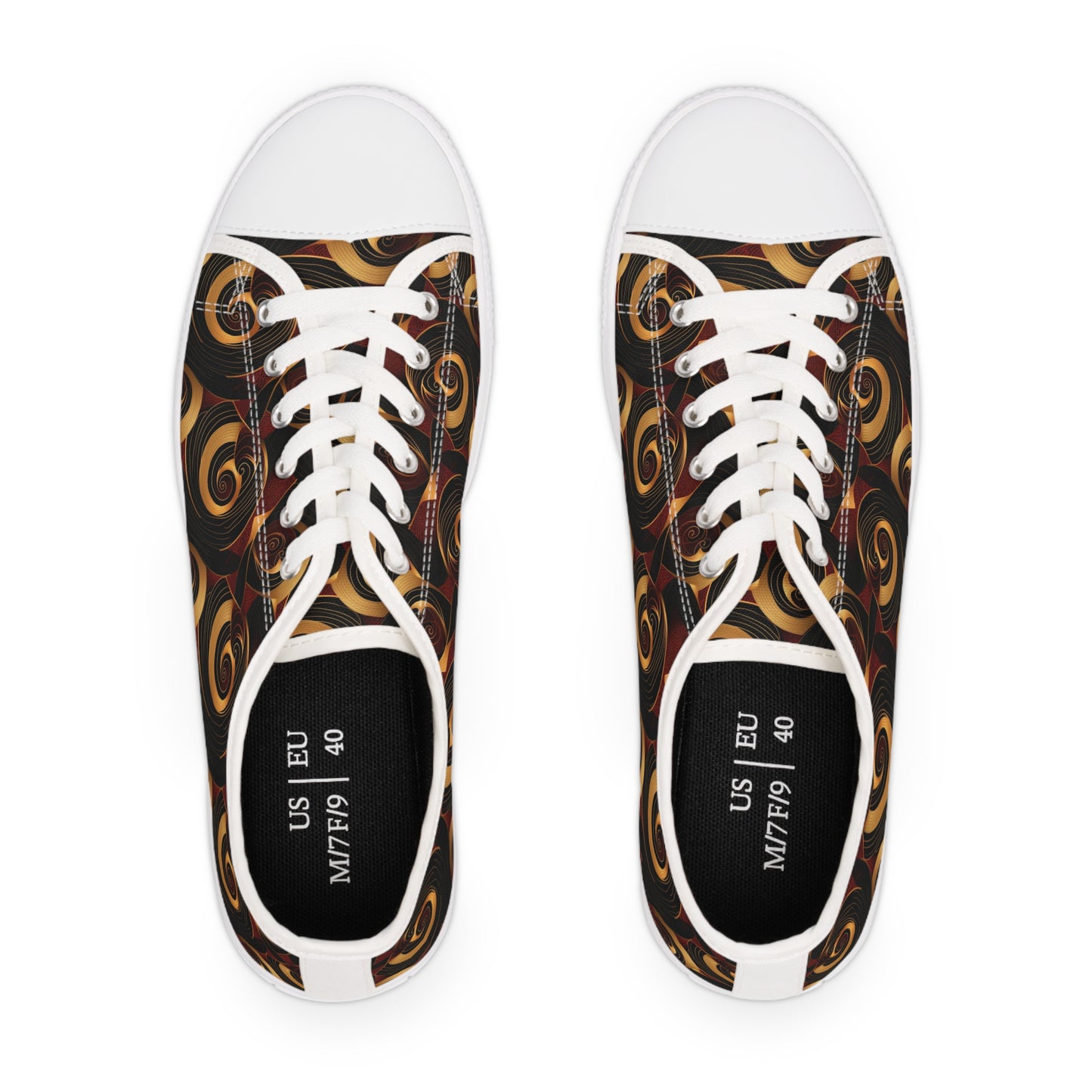 Crimson, Gold and Black Women's African Ankara Print Low Top Shoes