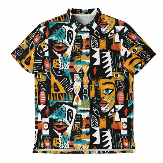 Men's African Urban Mud Cloth Pattern Golf Shirt - Vibrant Tribal Print Polo