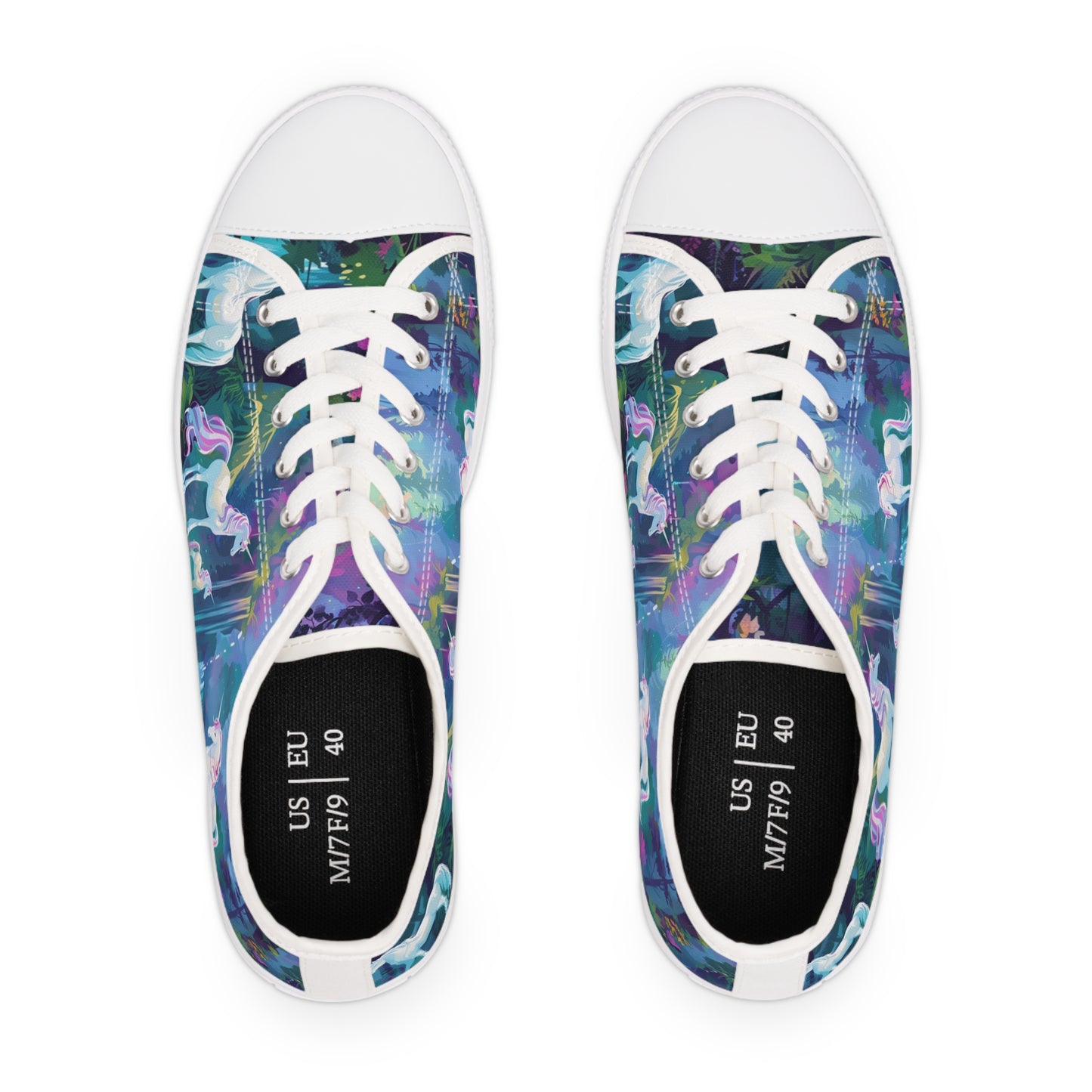 Enchanting Unicorn Fantasy Women's Low Top Sneakers, Magical Forest Print, Breathable Unicorn Theme Shoes, Magical Enchanting Gift For Her