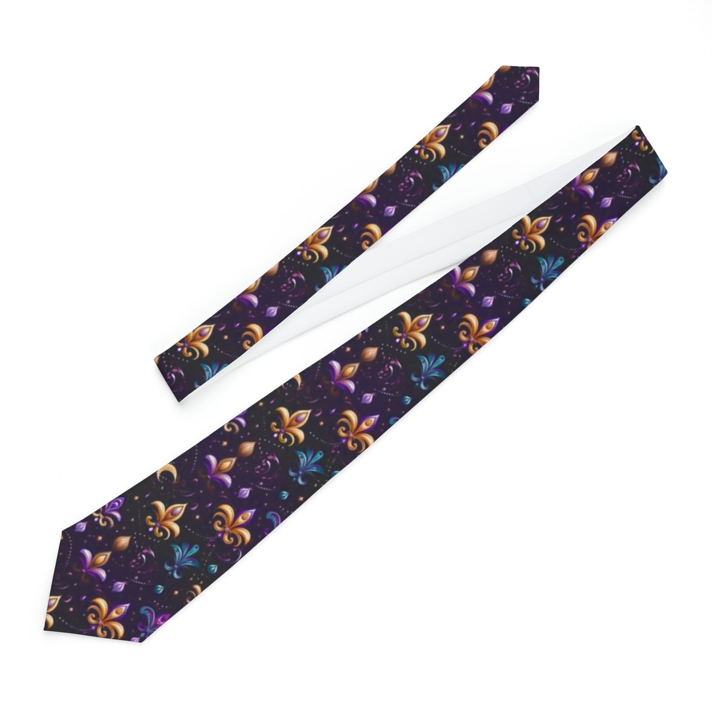 Mardi Gras Themed Men's Tie, Folklore Carnival Core Art Mens Business Wear Fashion