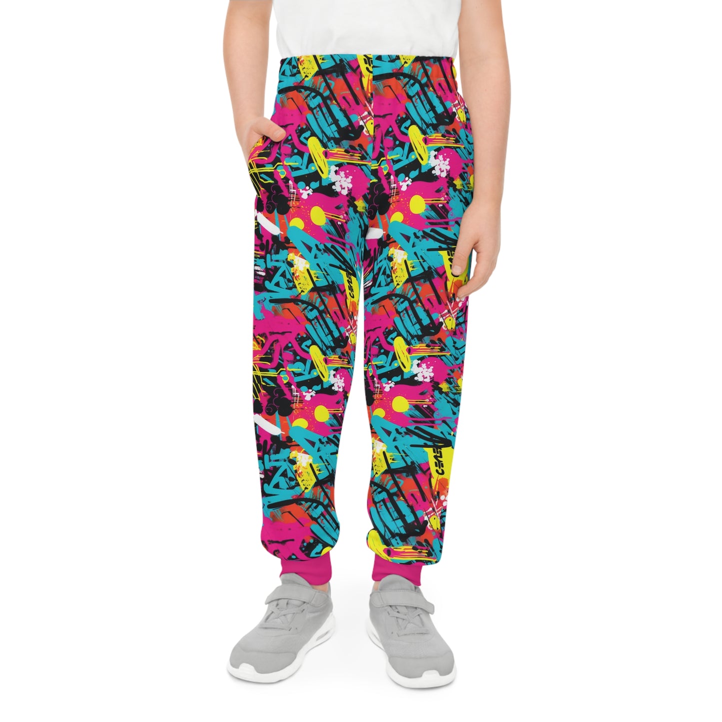 Spray Paint Graffiti Style Children's Joggers, Expressive Urban Fashion For Kids