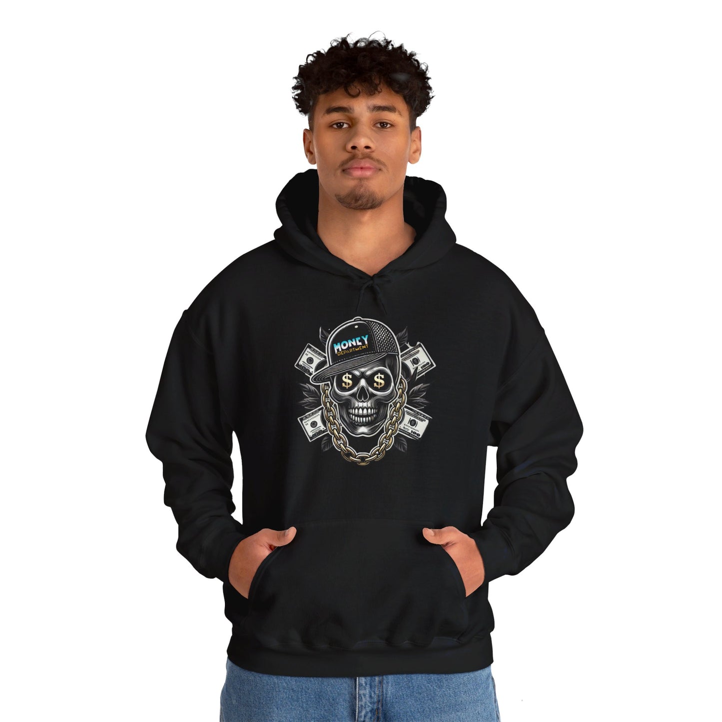 Big Baller Menacing Skull "Money Department" Hoodie, Unisex Urban Streetwear Sweatshirt