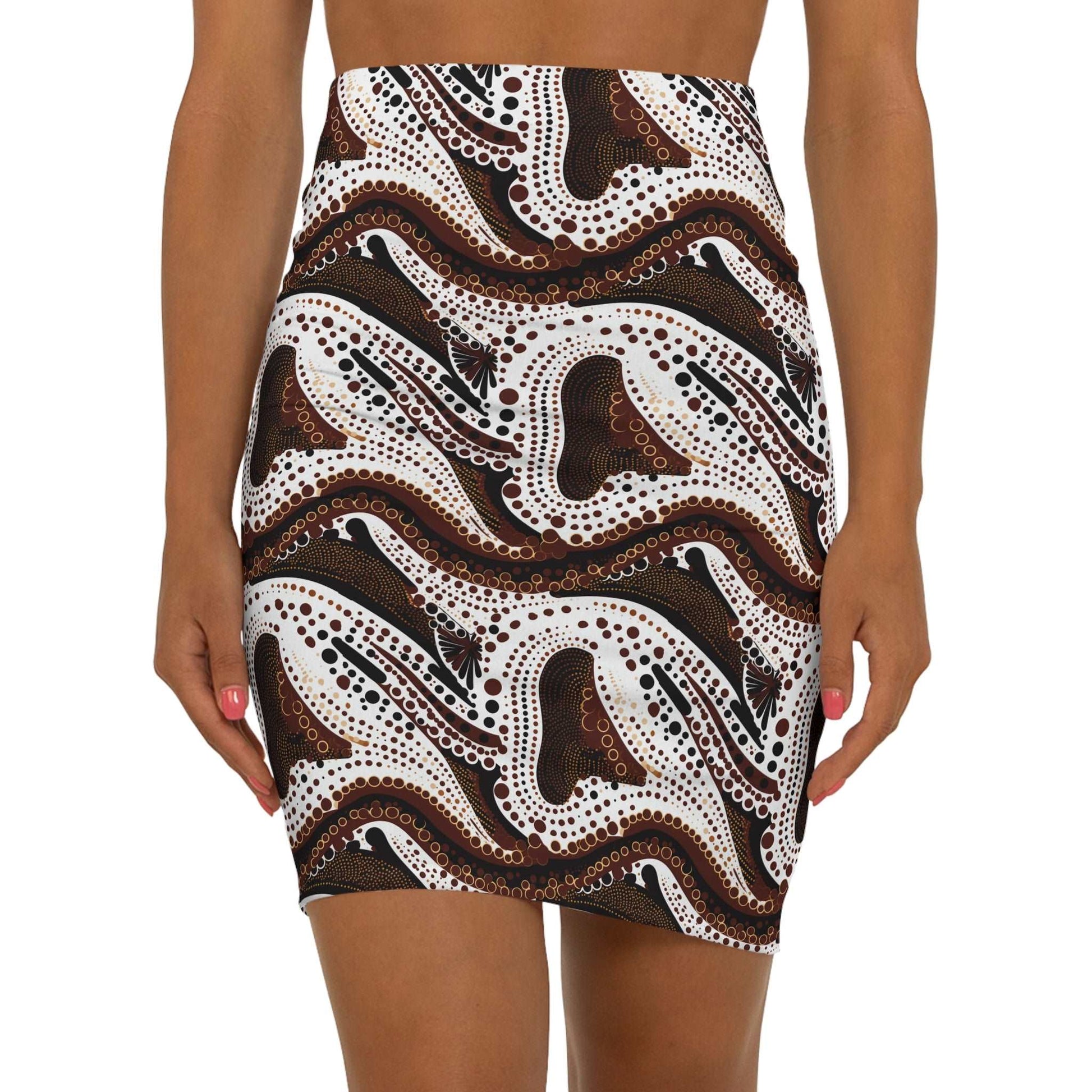 African Print Boho Chic Style Women's Mini Skirt, Ethnic Print Womenswear