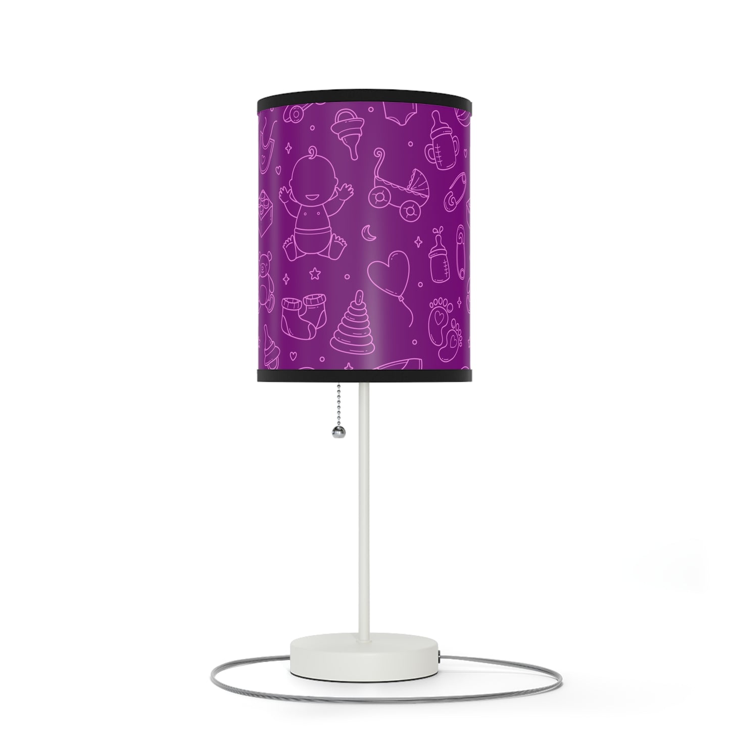 Purple and Punk Baby Themed Table Lamp, Purple Pink Nursery Table Lamp, Baby Shower Gift