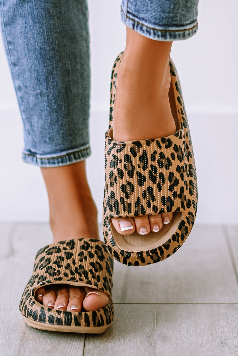 Leopard Luxe Ribbed Sole Comfort Slippers