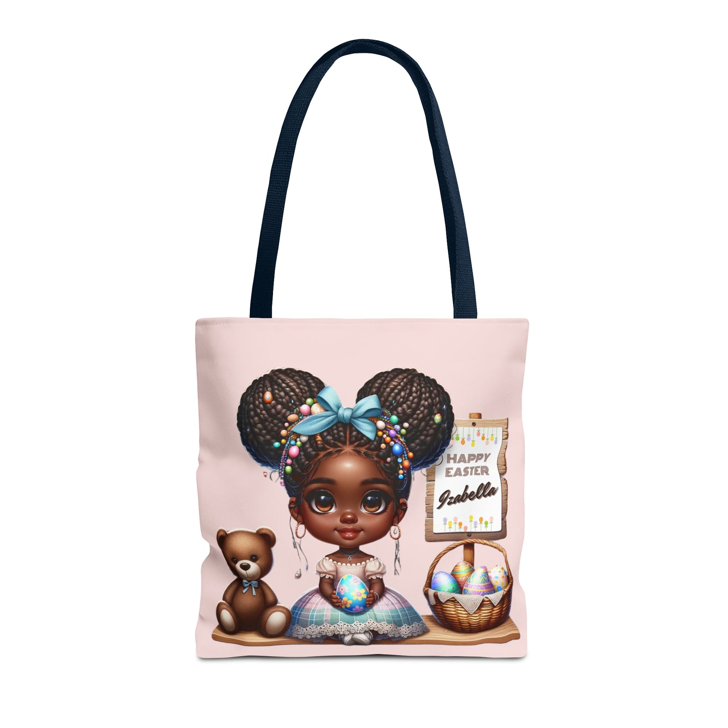 Personalized Easter Tote Bag for Young Black Girls, Customizable Easter Gift