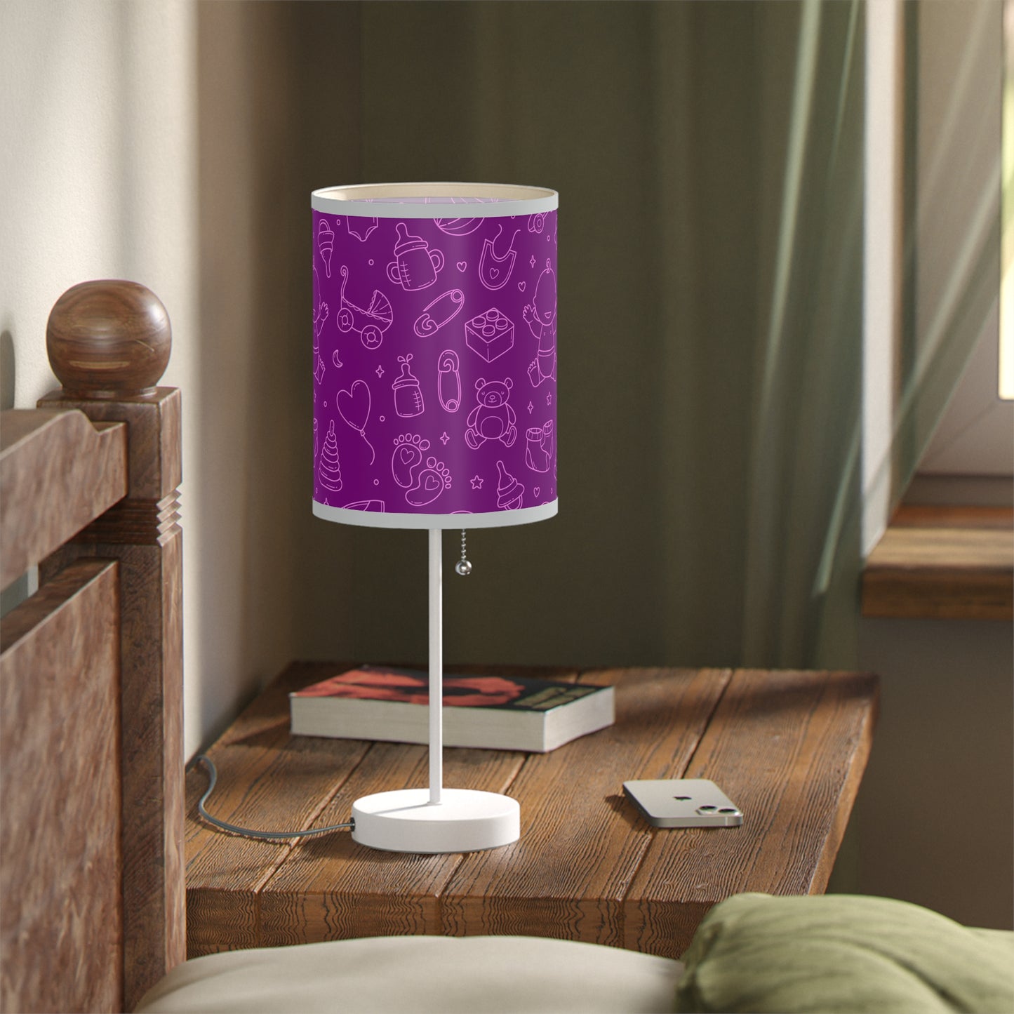 Purple and Punk Baby Themed Table Lamp, Purple Pink Nursery Table Lamp, Baby Shower Gift