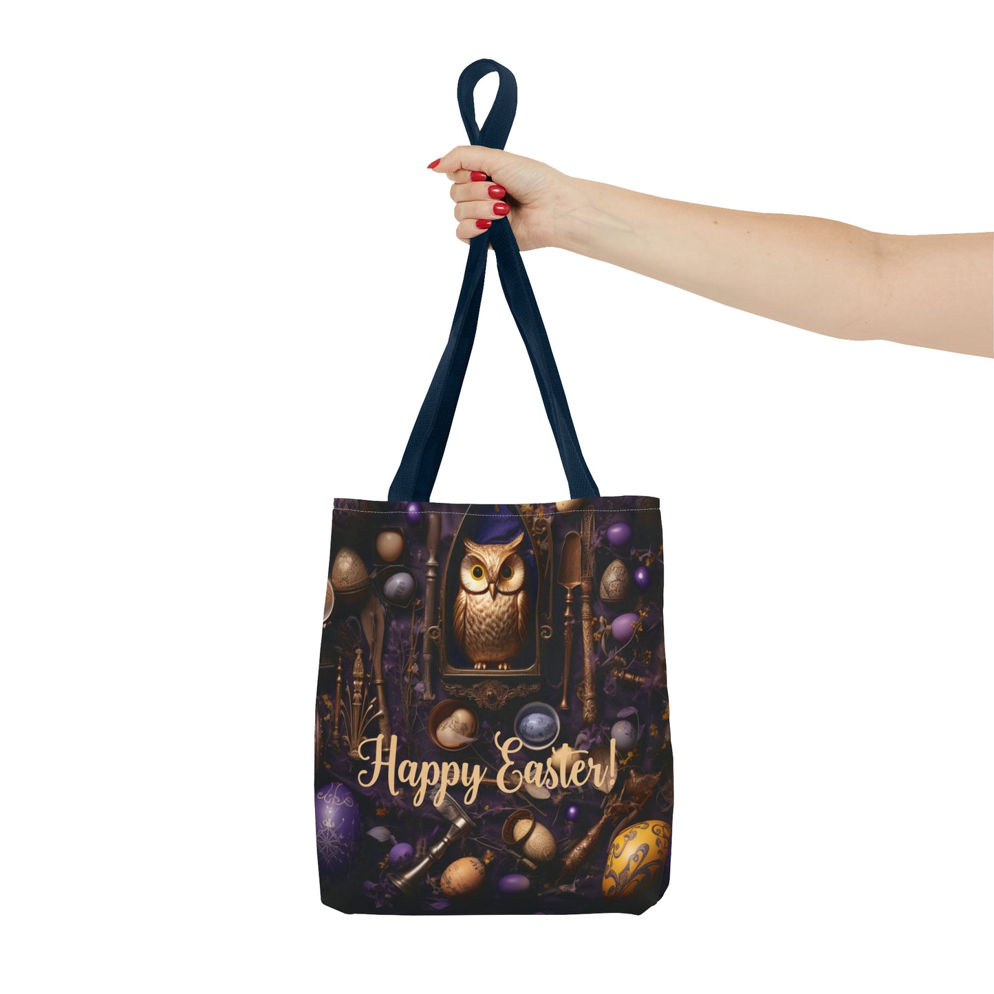 Enchanted Owl Easter Tote Bag - Durable Spun Polyester with Vintage Charm