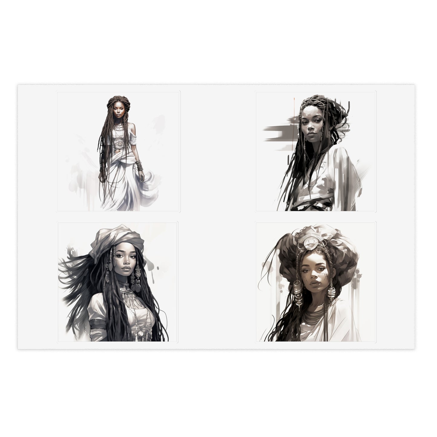 Boho Style Woman Enchantress Sticker Set, Black Girls and Black Women, Pretty Black Woman Stickers