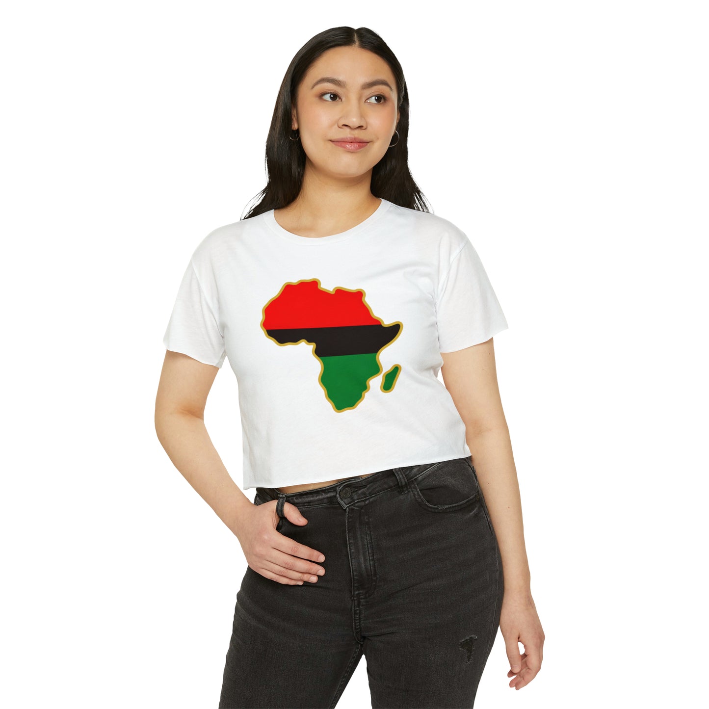 Red Black and Green Africa Icon Women's Crop Top, Pan African Halter Top, Garvey Africa Icon Women's Shirt