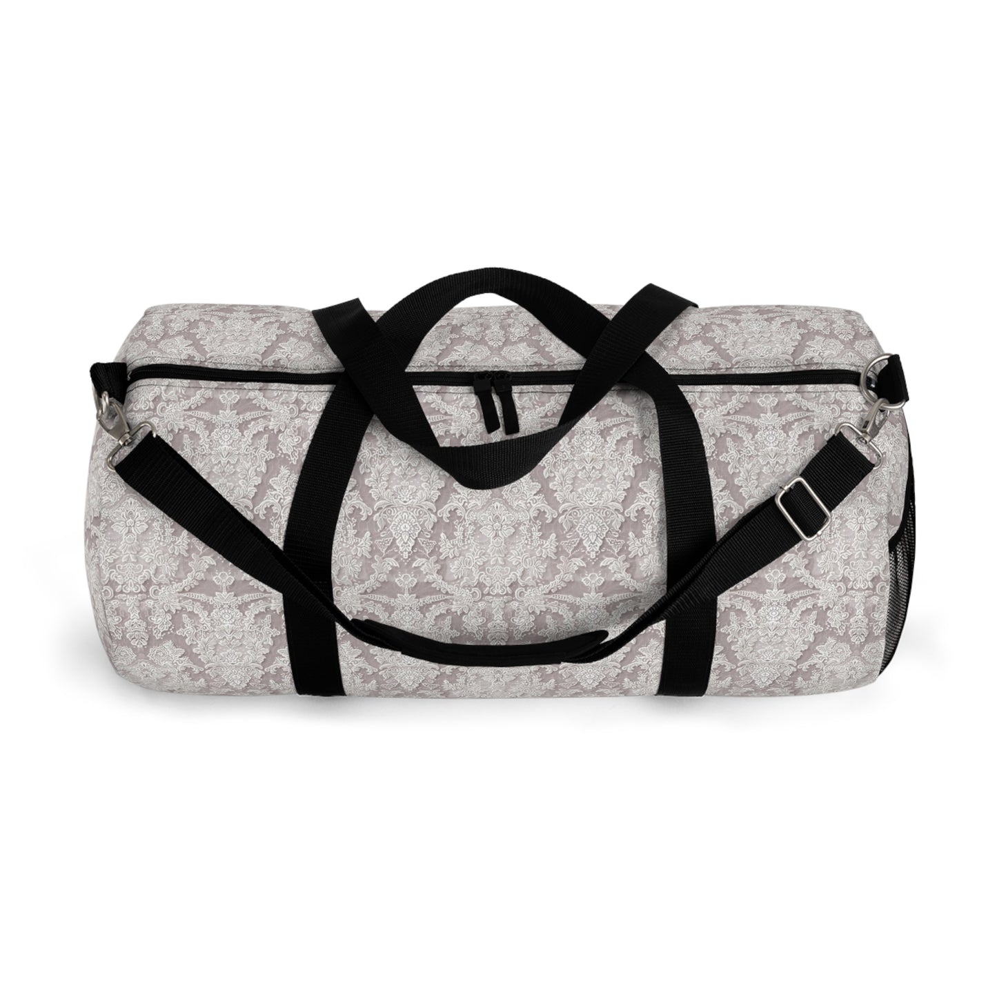 Chic Bridal Lace-Print Duffel Bag, Bridal Shower Gift, Feminine Lace Print Travel Bag