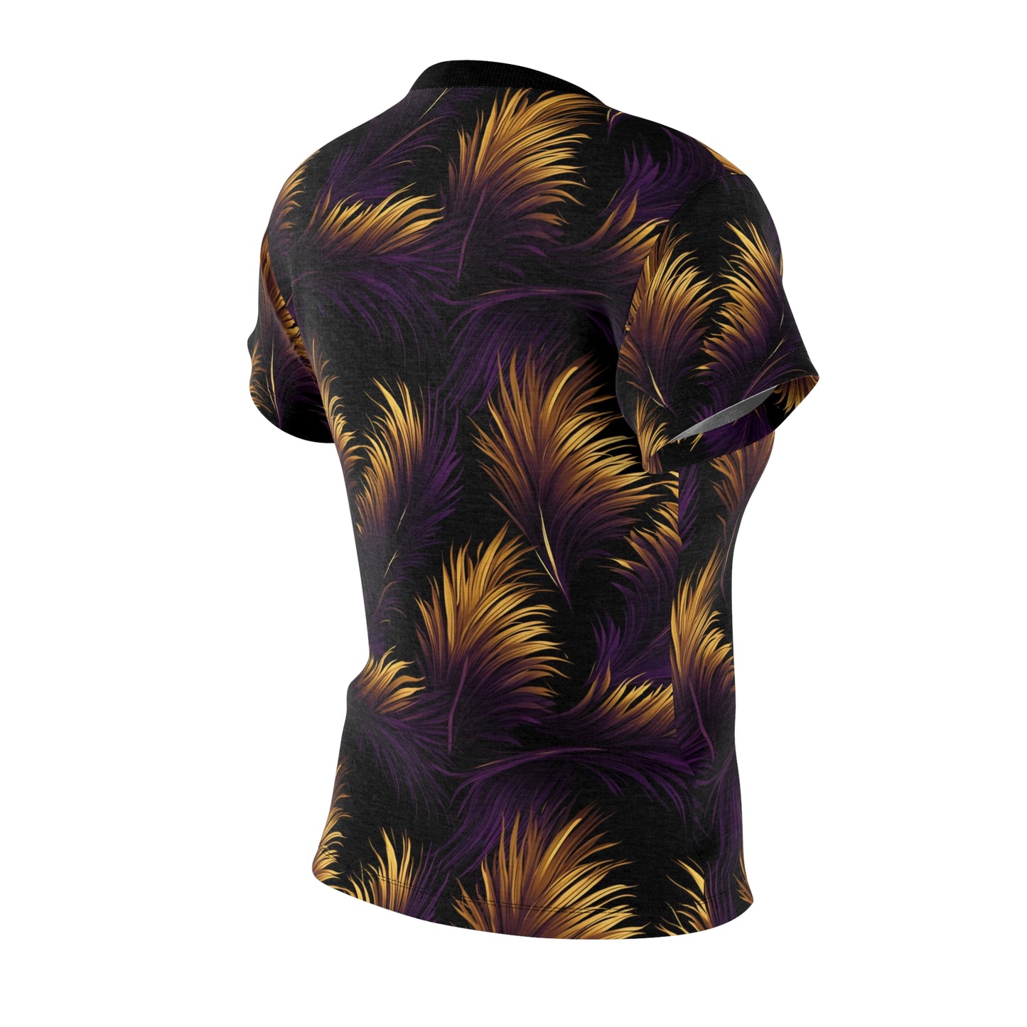 Mystic Bronze Palm Leaves Women's Shirt, Exquisite Purple and Gold Leaf T-Shirt for Women, Trendy botanical artwork Inspired T-Shirt