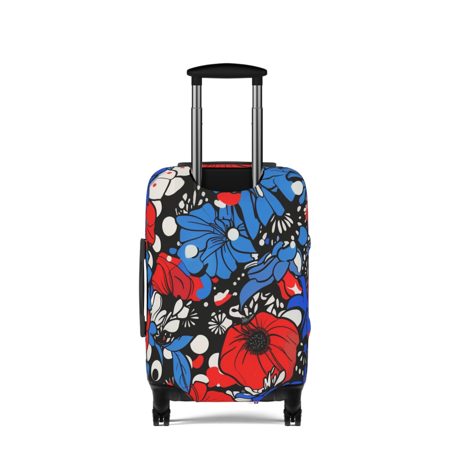 Afrocentric Floral Portrait Luggage Cover, Pop Art Streetwear Black Queen Suitcase Protector