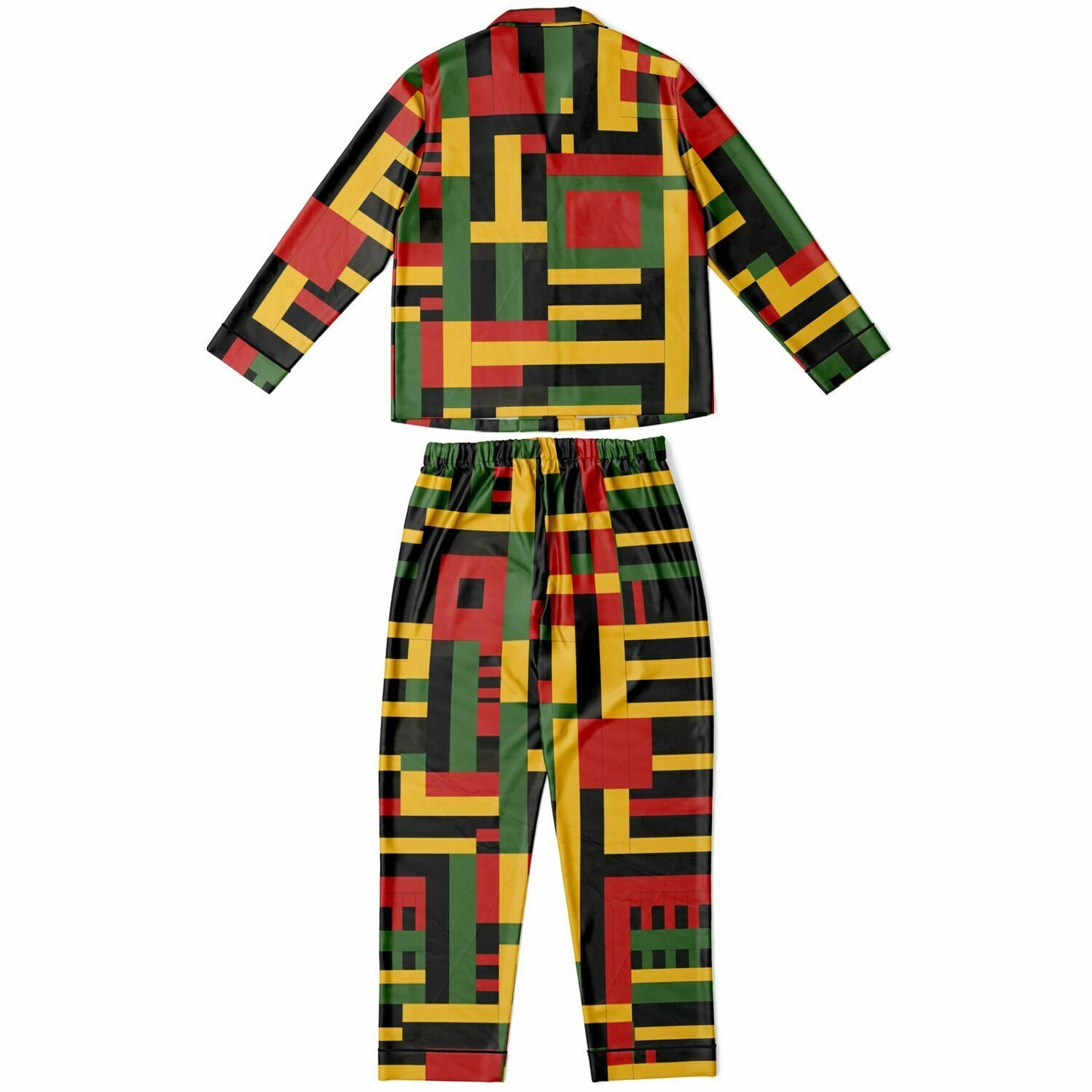 Women's African Kente Cloth Print Satin Pajama Set - Luxurious & Comfortable Nightwear