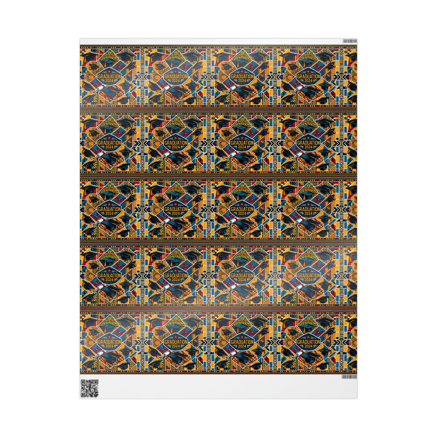 Kente Cloth Print Graduation 2024 Wrapping Paper, Congrats Graduate Gift Wrap