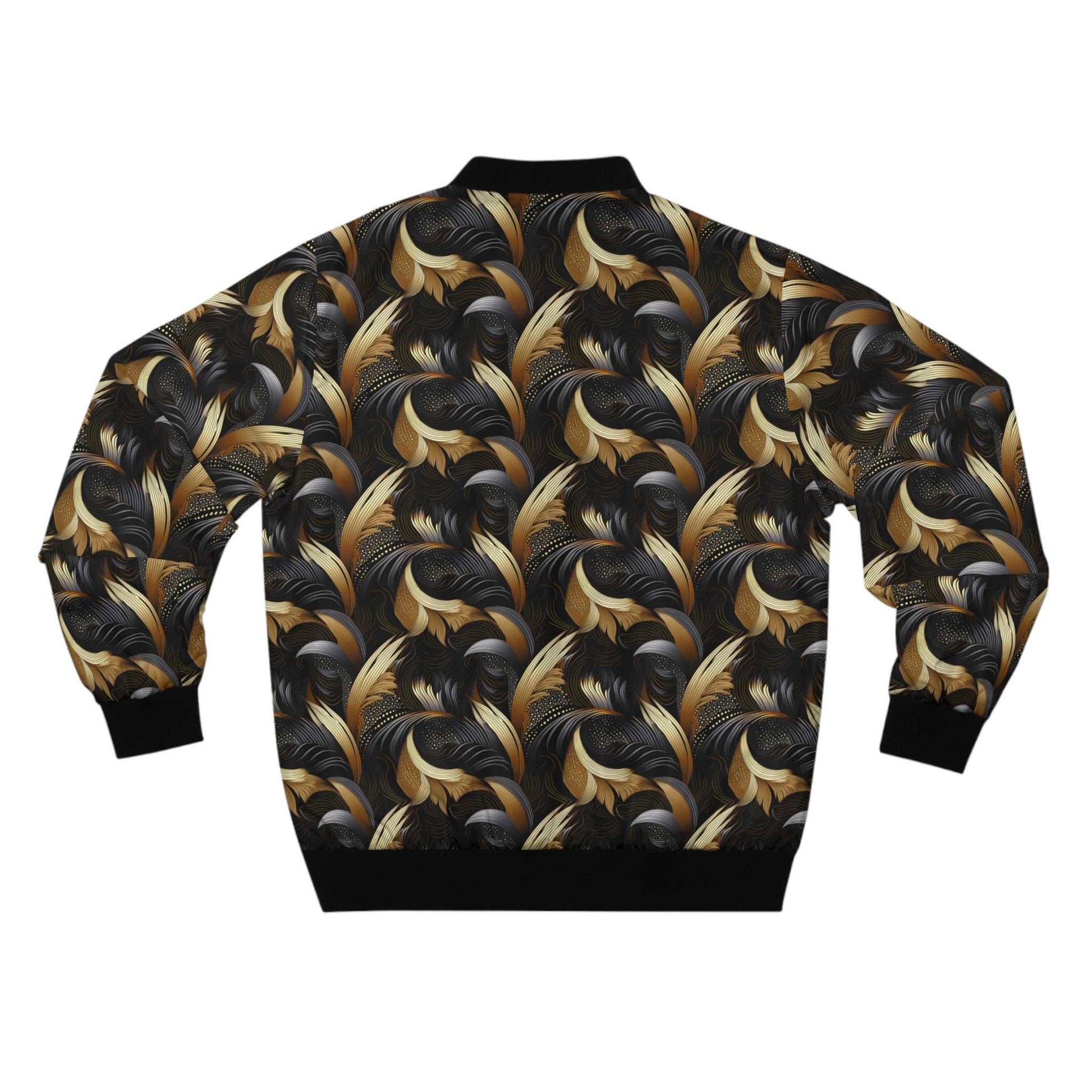 African Print Heritage Swirls: Indigo Gold  Men's Bomber Jacket