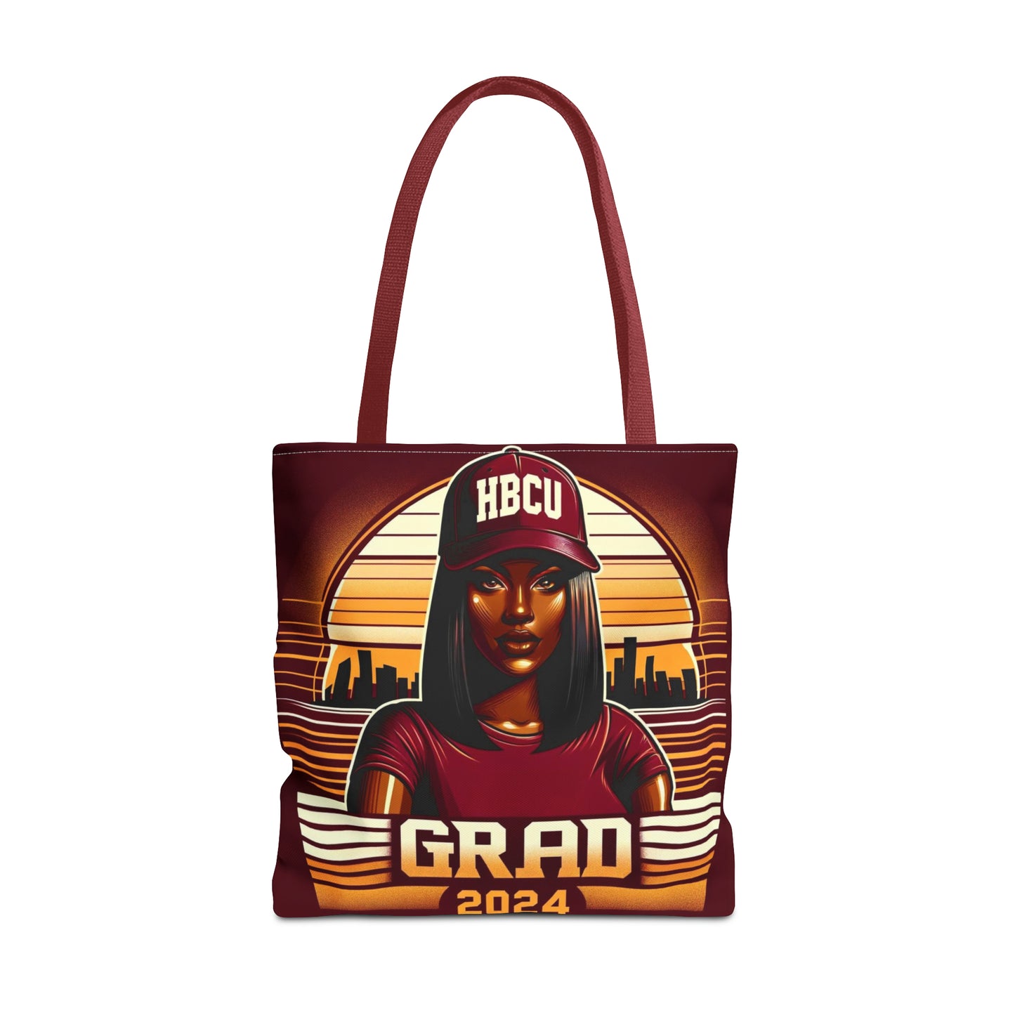 HBCU Grad Pride 2024 Grad Theme Polyester Tote Bag, Class of 2024 Afrocentric Carryall Bag