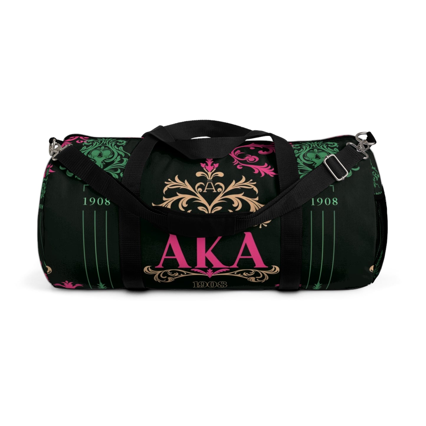 AKA Sorority Pink & Green Duffel Bag, Greek Life Small or Large, Durable and Lightweight Overnight Bag