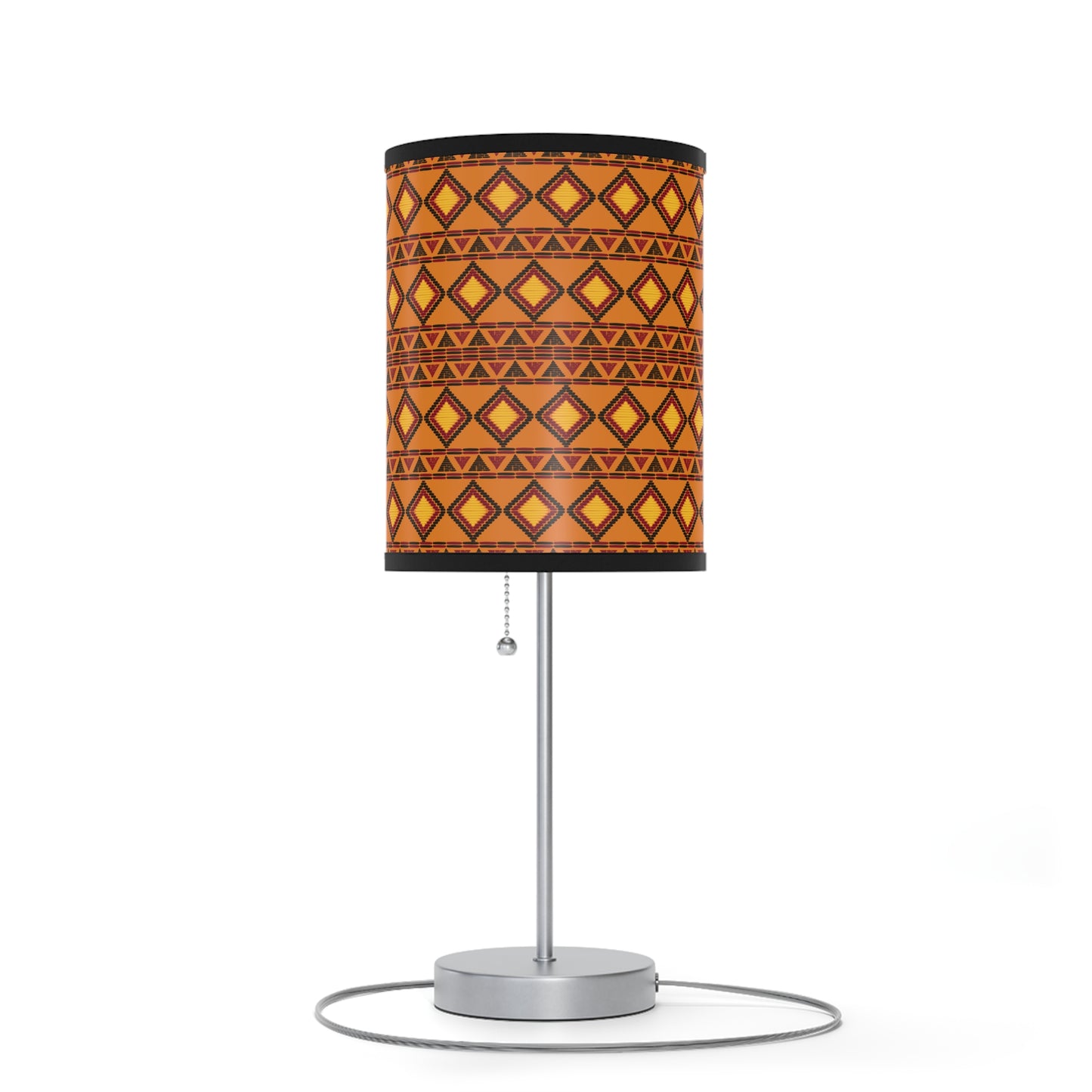 Orange & Black African Pattern Table Lamp Stand