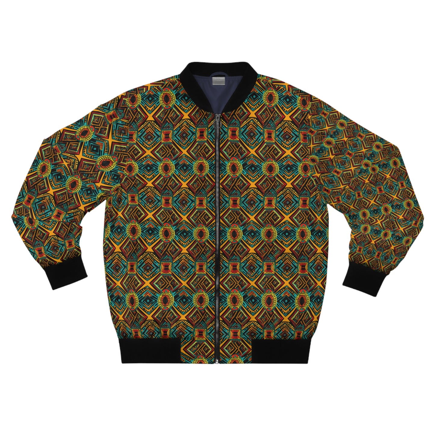 Dashiki Traditional West African Pattern Print Men's Bomber Jacket,  Cozy Fall Men's Big and Tall African Print Jacket