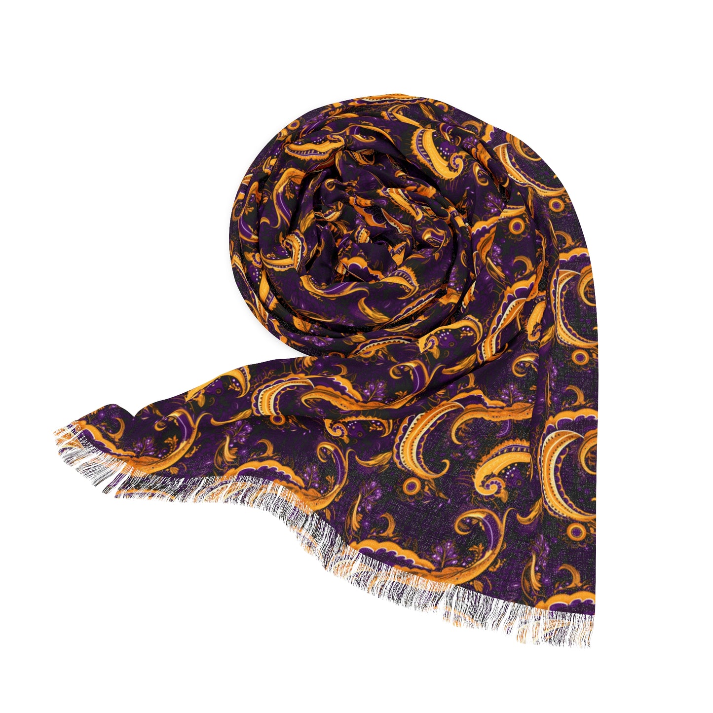 Lakers Inspired Purple and Gold Paisley Print Scarf, Game Day Fashion For Los Angeles Basketball Fans