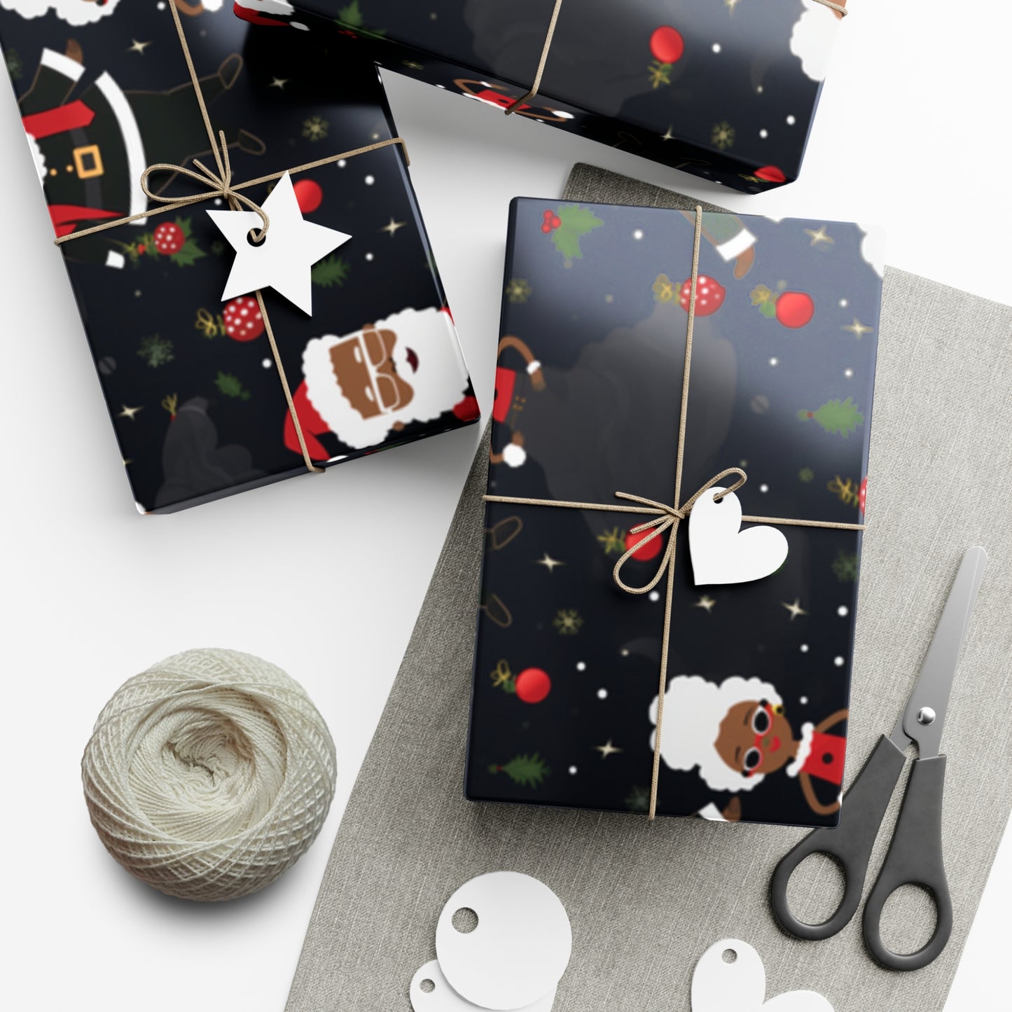 Black Santa & Mrs. Claus Christmas Wrapping Paper