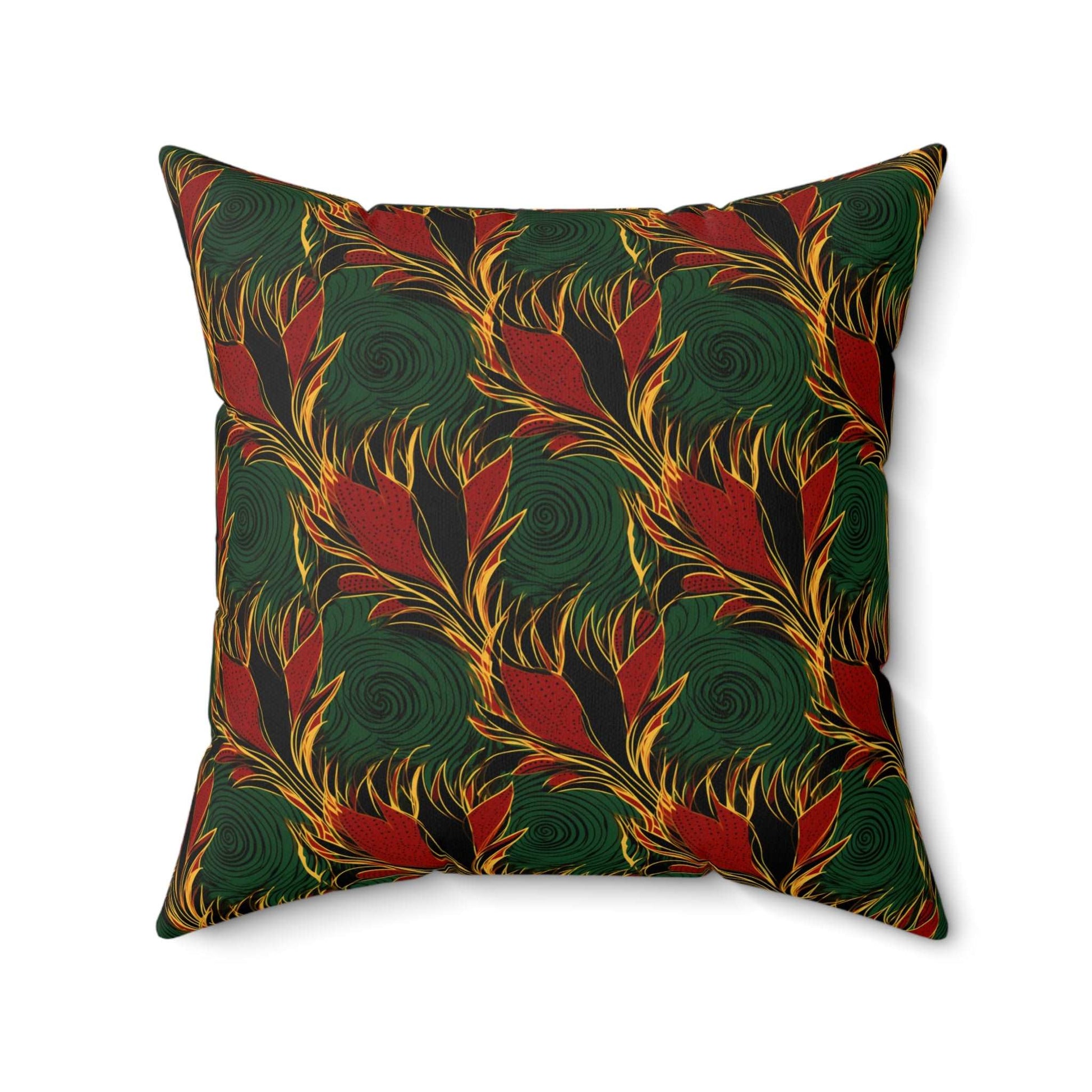 African Wax Print Ankara Home Decor, Green, Gold, Black, Red African Print Pillow