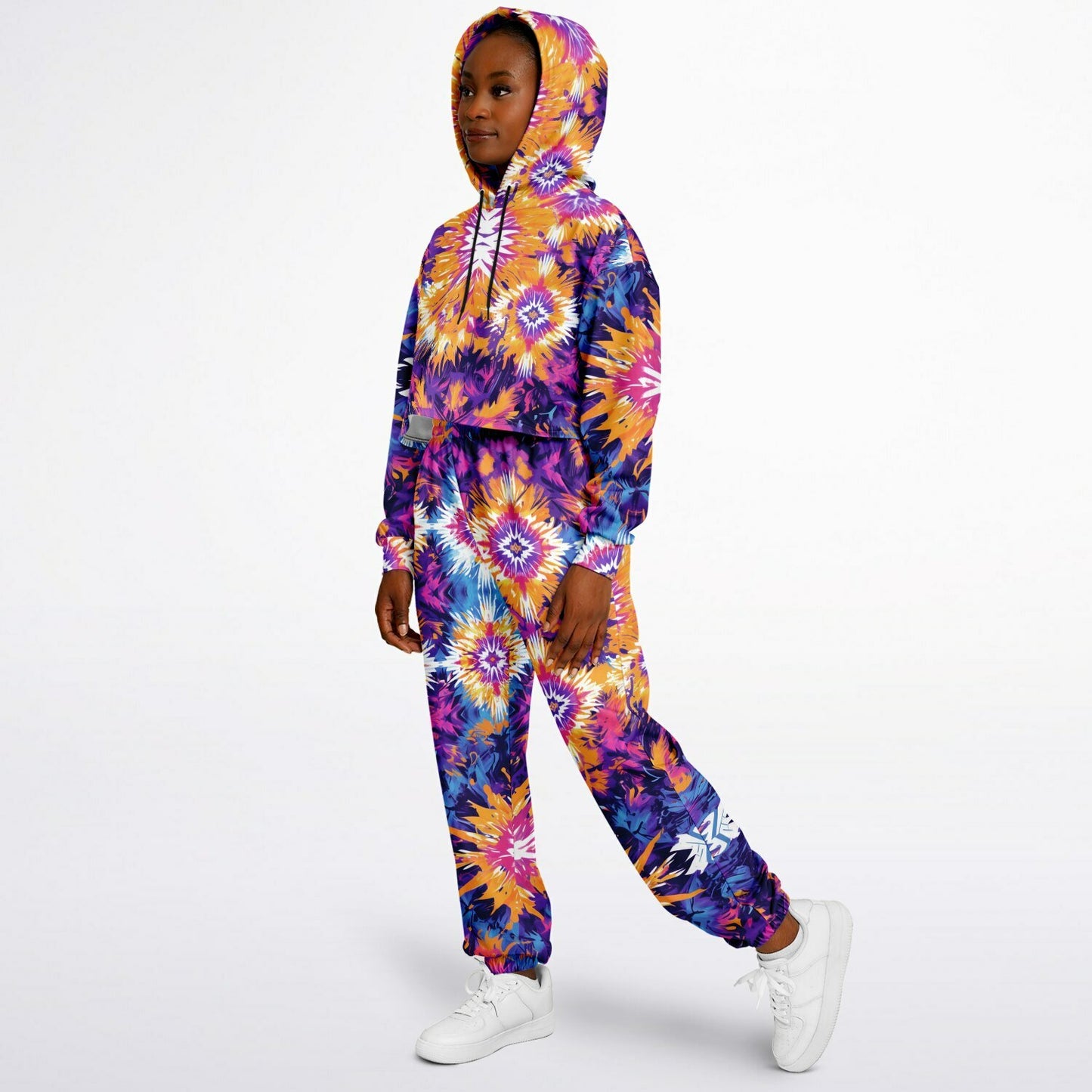 Vibrant African Batik Tie-Dye Tracksuit, Elegant Floral and Geometric Patterns