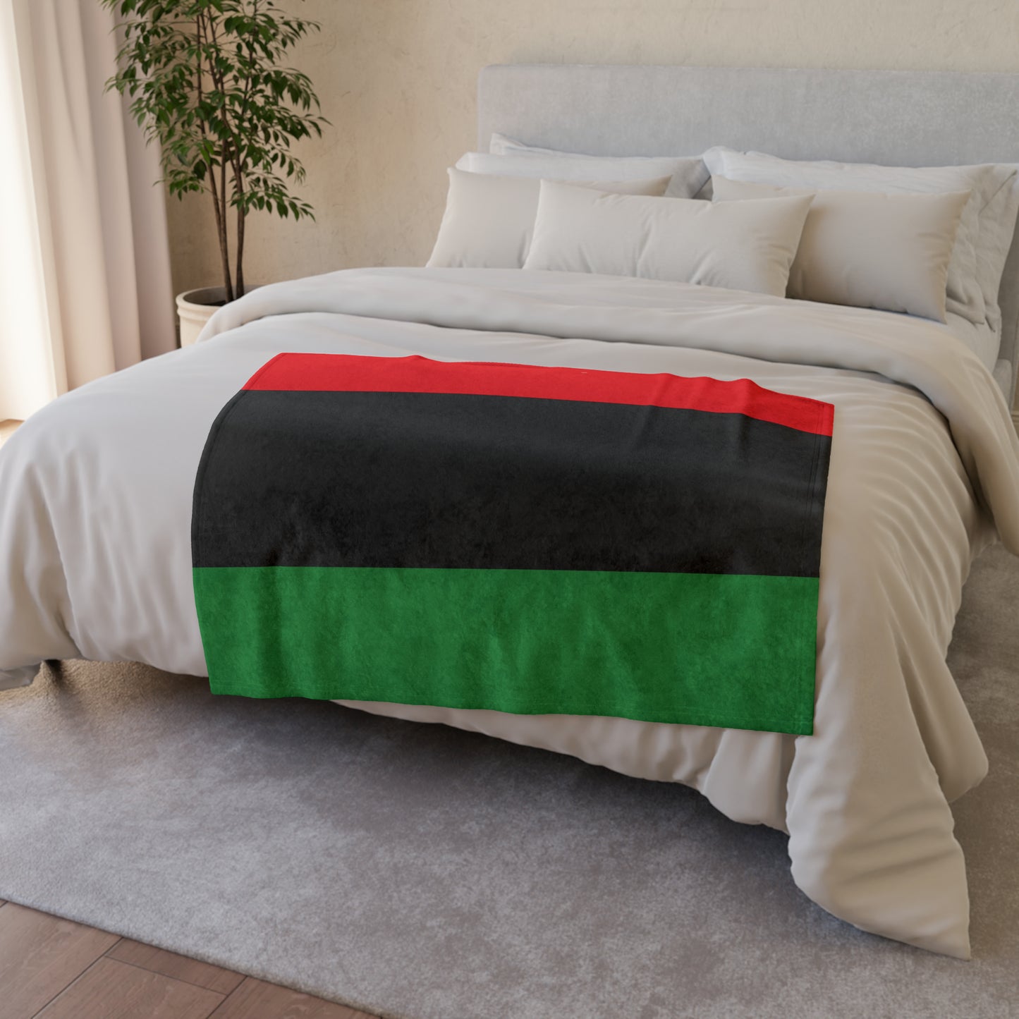 Red Black and Green Throw Cover, Pan African Flag Home Decor