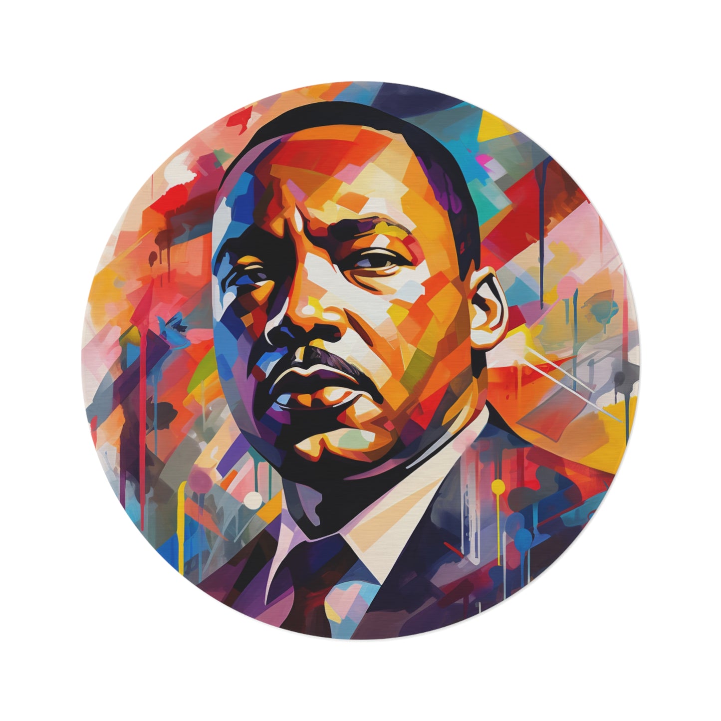 Martin Luther King (MLK) Artistic 60” Inch Round Indoor Rug,  Civil Rights Icon Room Decor