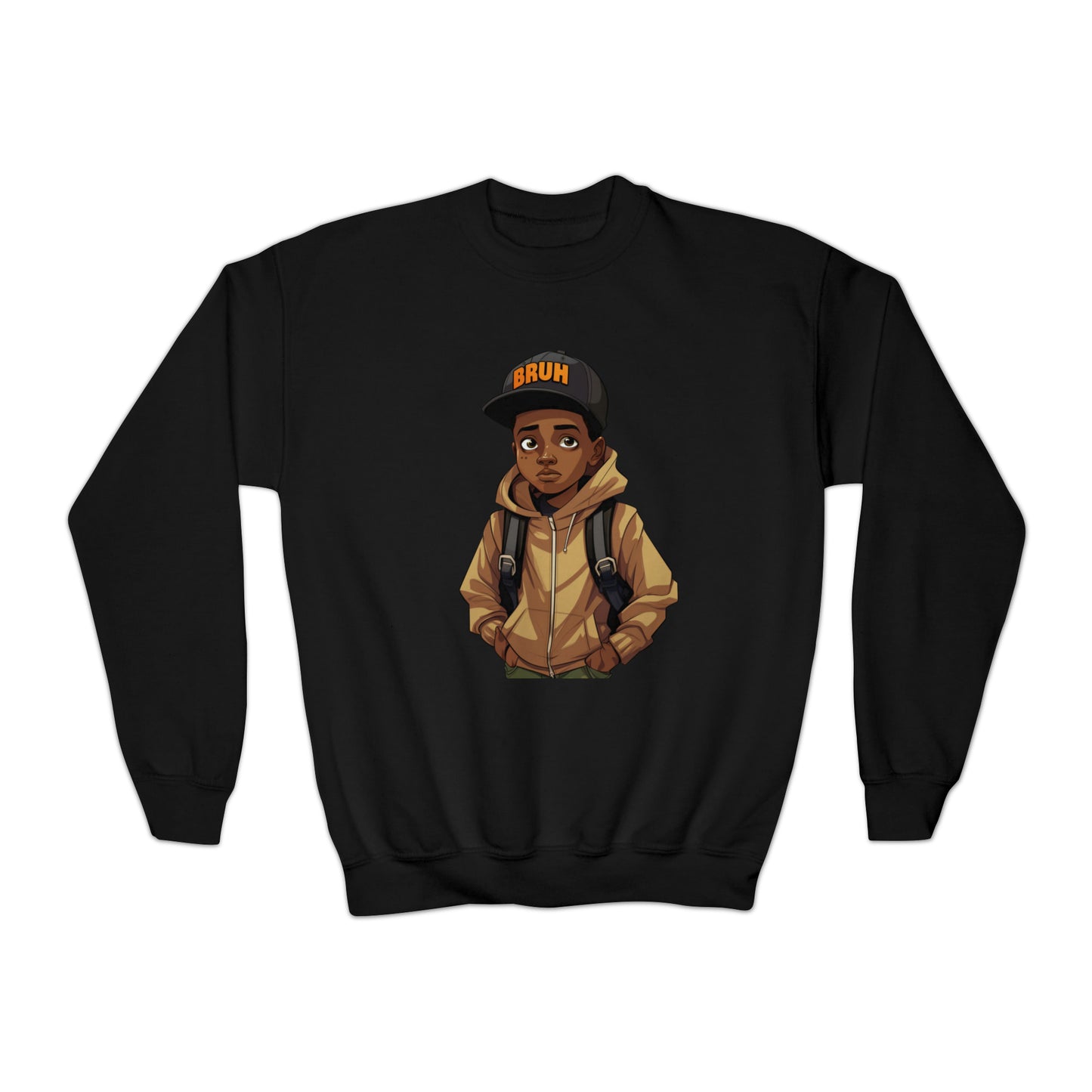 Black Boy Joy Bruh Moment Youth Crewneck Sweater