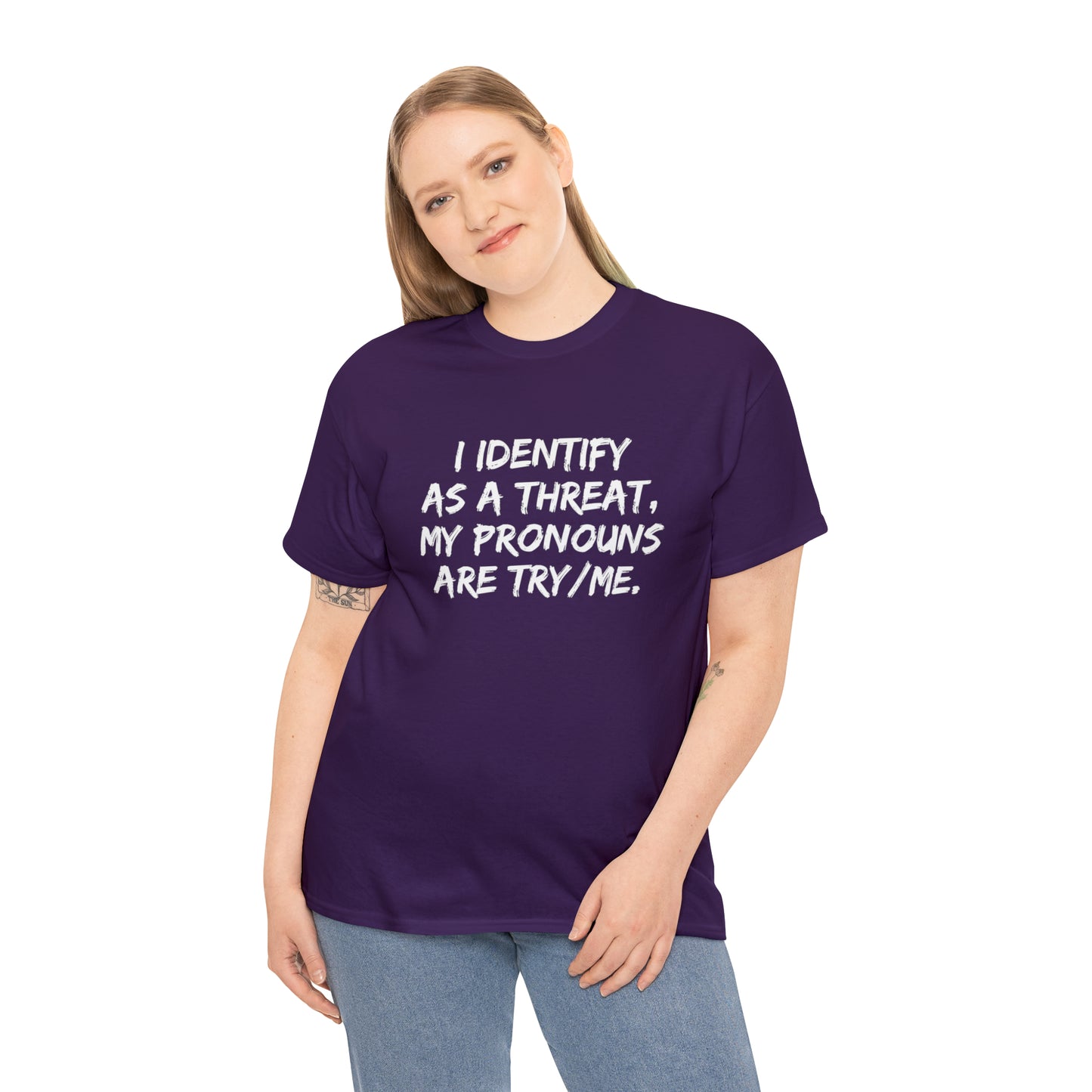 Preferred Pronoun Shirt, I Identify As a Threat Shirt,  Try/Me I'm A Threat Shirt, Pronoun Sarcasm Shirt