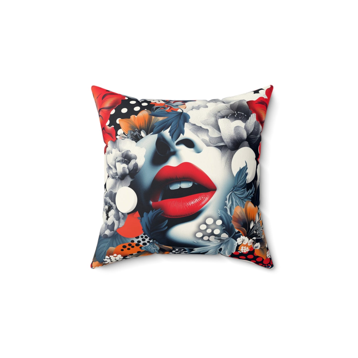 Artistic Square Pillow, Statement Home Accent, Decorative Polka Dot Home Decor