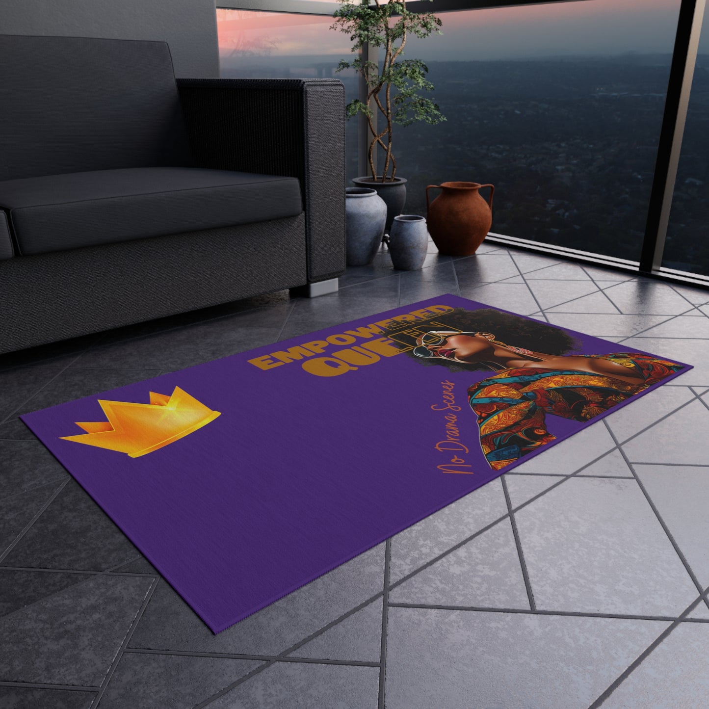 Empowered Queen Pro Black Woman Outdoor Rug