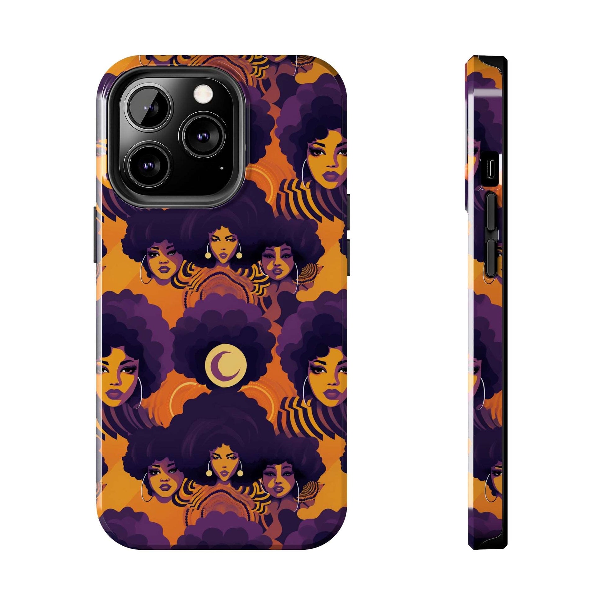 1970's Retro Afro Curly Hair Themed iPhone Tough Case,  Retro Hollywood Glamour