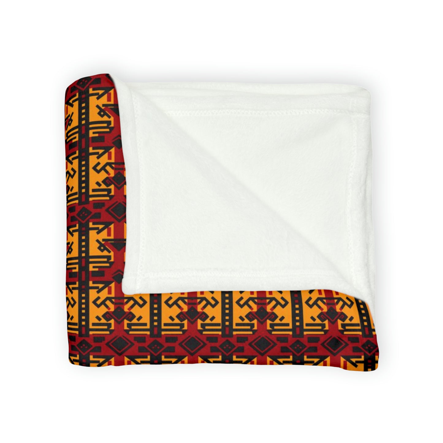 Cardinal & Gold College Colors African Print Throw Cover, Trojans Fan African Mud Cloth Bedroom Decor