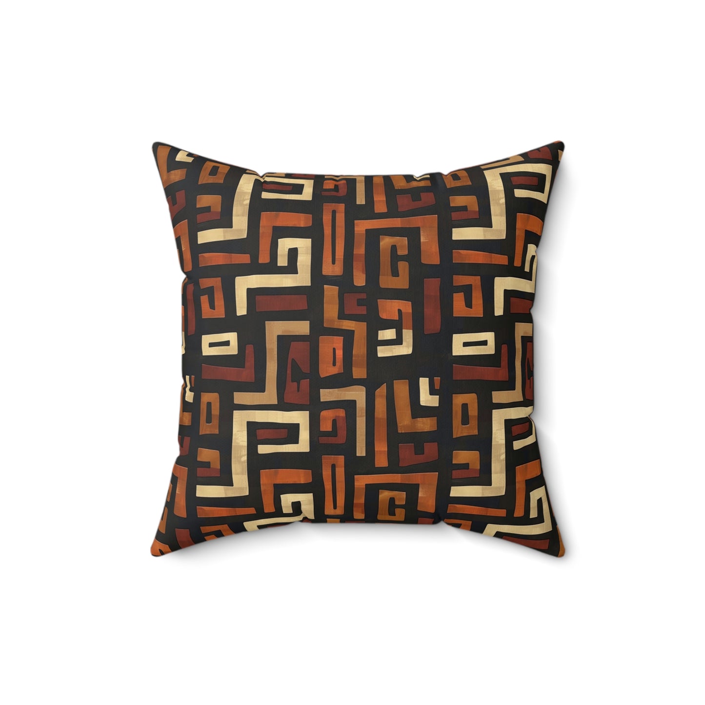 Earth Tones Geometric Pattern Throw Pillow, Ethnic Art Home Decor