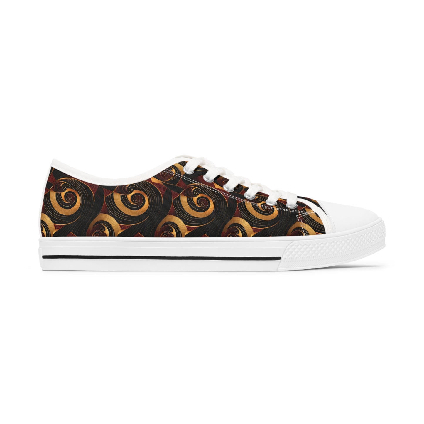 Crimson, Gold and Black Women's African Ankara Print Low Top Shoes