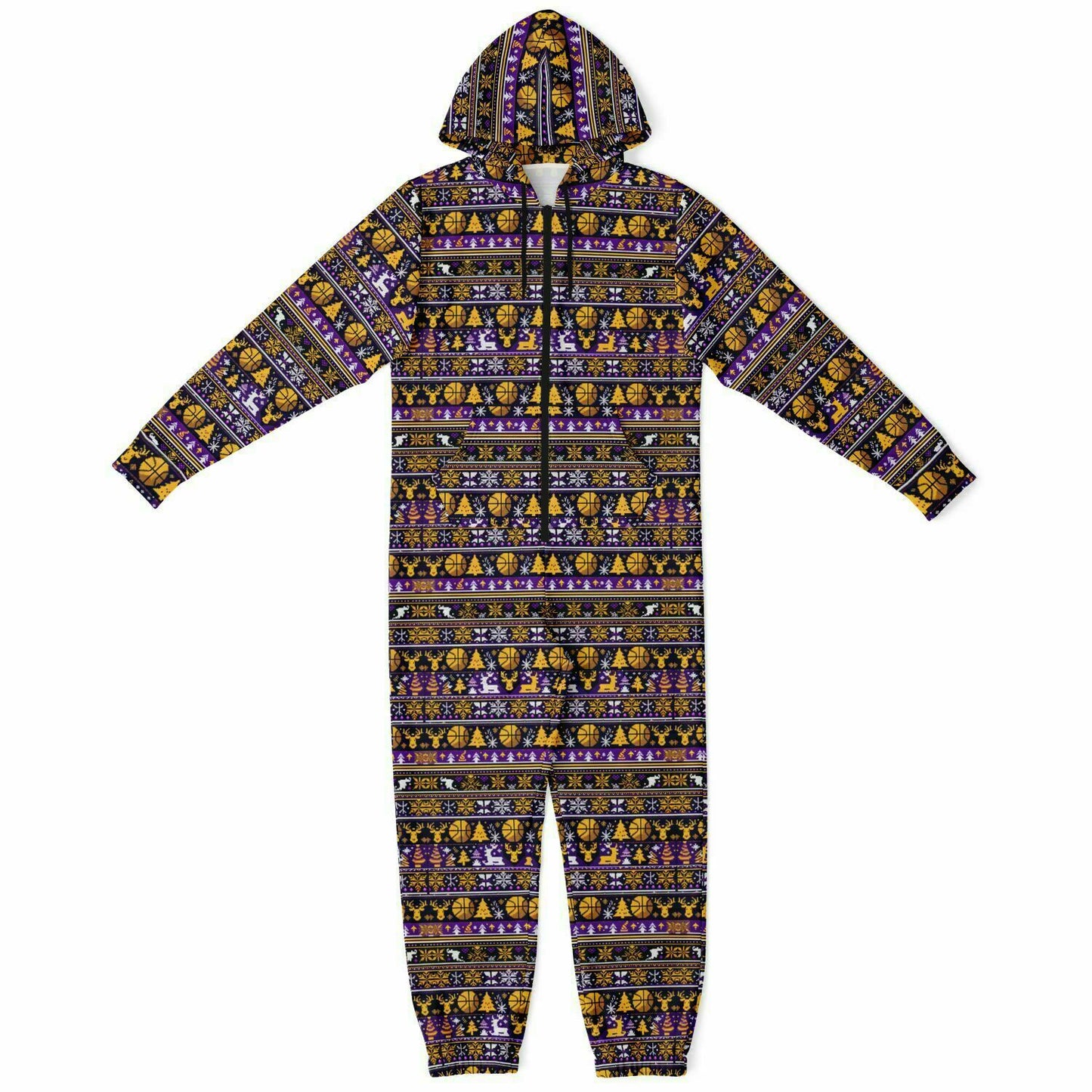 Laker Fan Unisex Holiday Ugly Sweater Adult Jumpsuit | Adult Holiday Onesie | Plus Size Christmas Jumpsuits - Ships Free