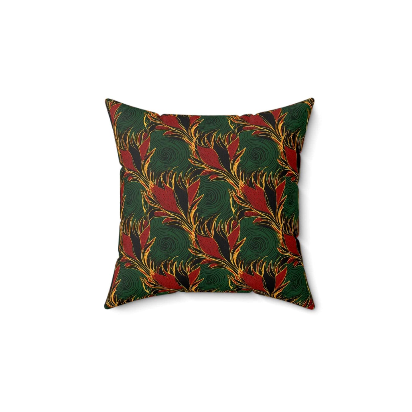 African Wax Print Ankara Home Decor, Green, Gold, Black, Red African Print Pillow