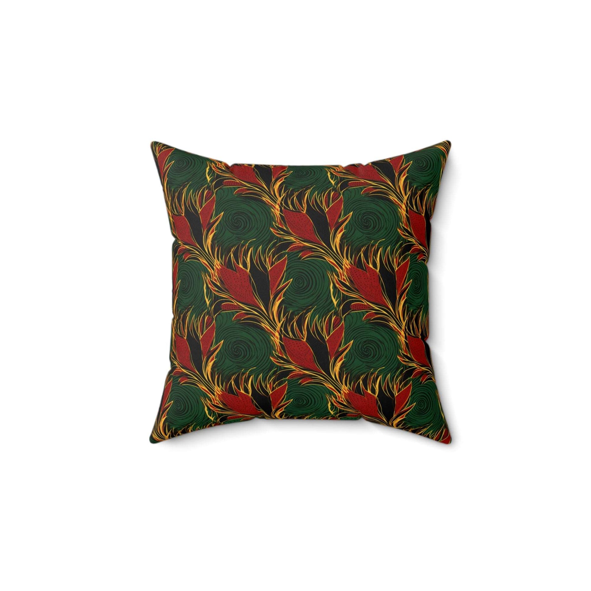 African Wax Print Ankara Home Decor, Green, Gold, Black, Red African Print Pillow