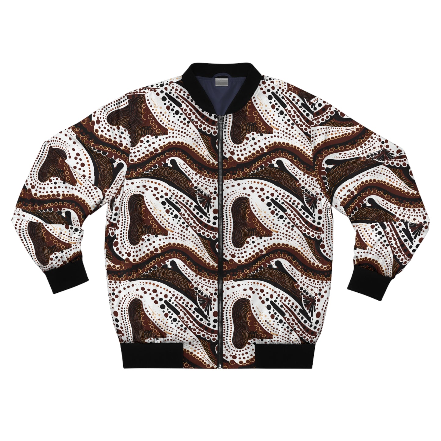 Brown & White African Print Men's Bomber Jacket