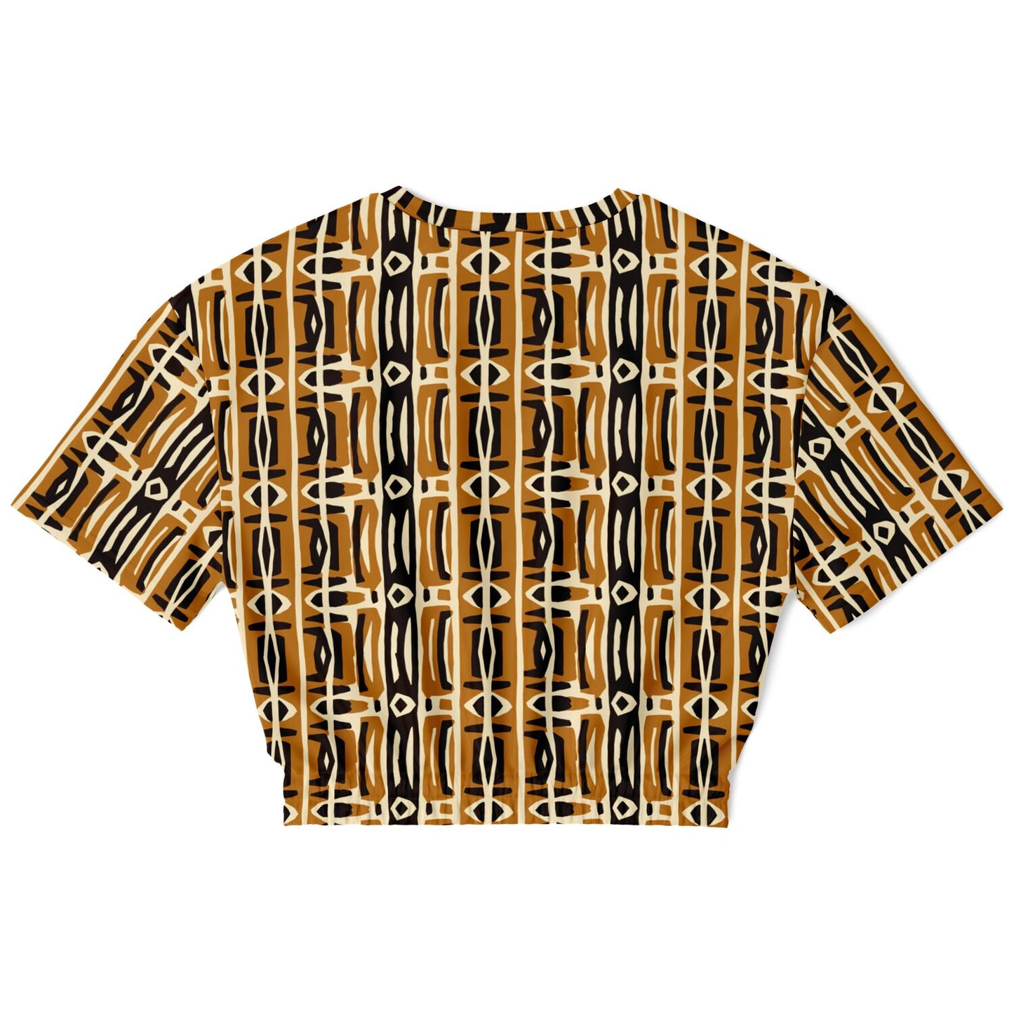 Earth-Tone African Mud Cloth Print Women's Cropped Sweatshirt, African Print Versatile Style Fashion