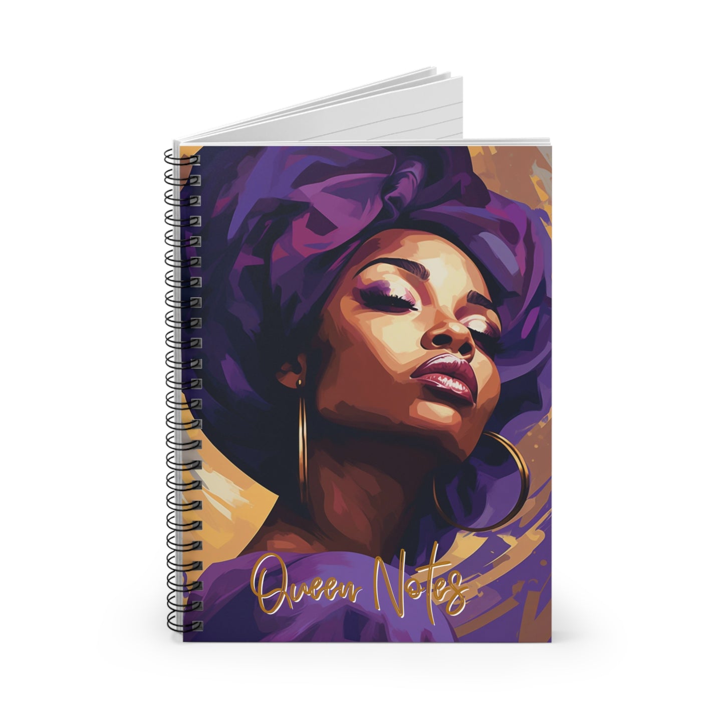 Queen Notes Black Woman Art Spiral Notebook, Art Nouveau-Inspired Notebook