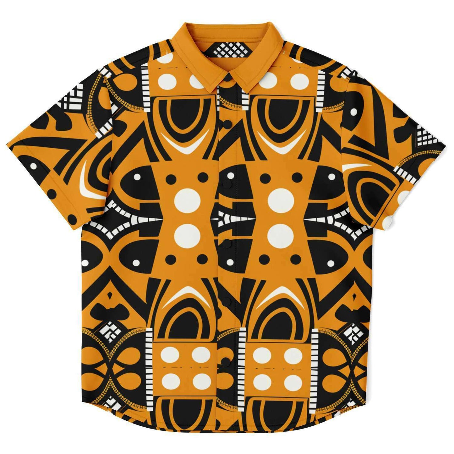 Black & Yellow African Print Kids Dressy Button-Up Shirt